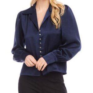 Karen Kane Satin Button-Up Blouse